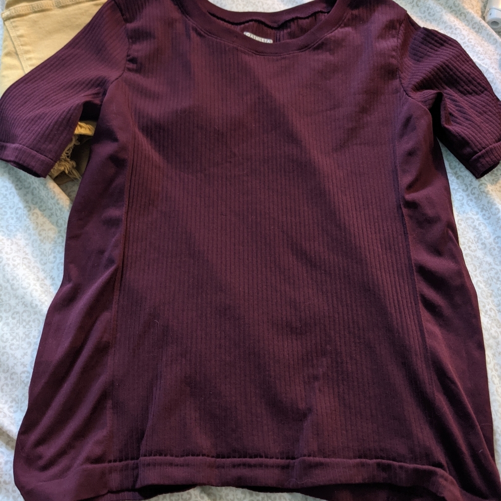 Athleta Dark Plum Ribbed Shirt